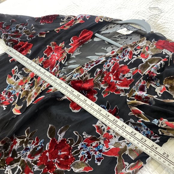 XSCAPE Silk Burnout Velvet Kimono Cardigan Jacket Women Plus Size 20W Long Flowe - Picture 13 of 16